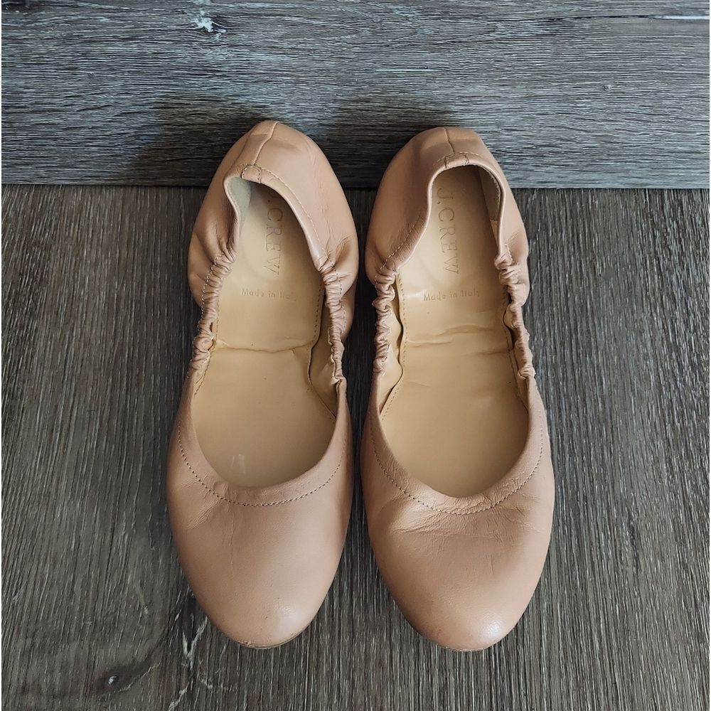 J. Crew Nude/Tan Leather Ballet Flats